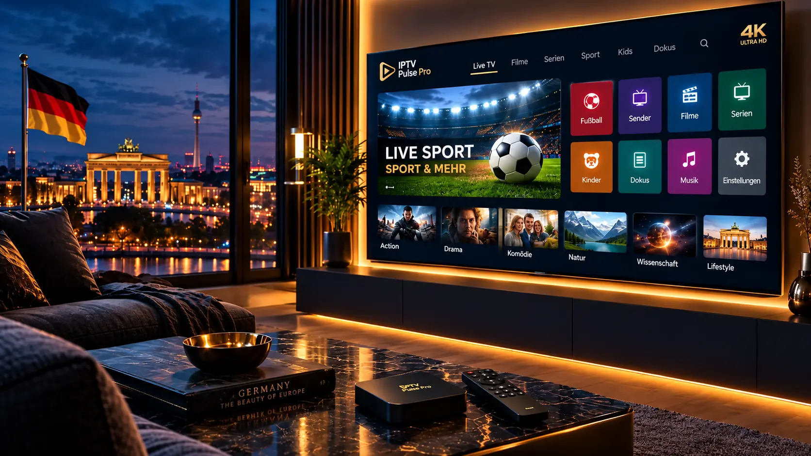 IPTV Testzugang Schweiz auf Smart TV mit 4K Streaming